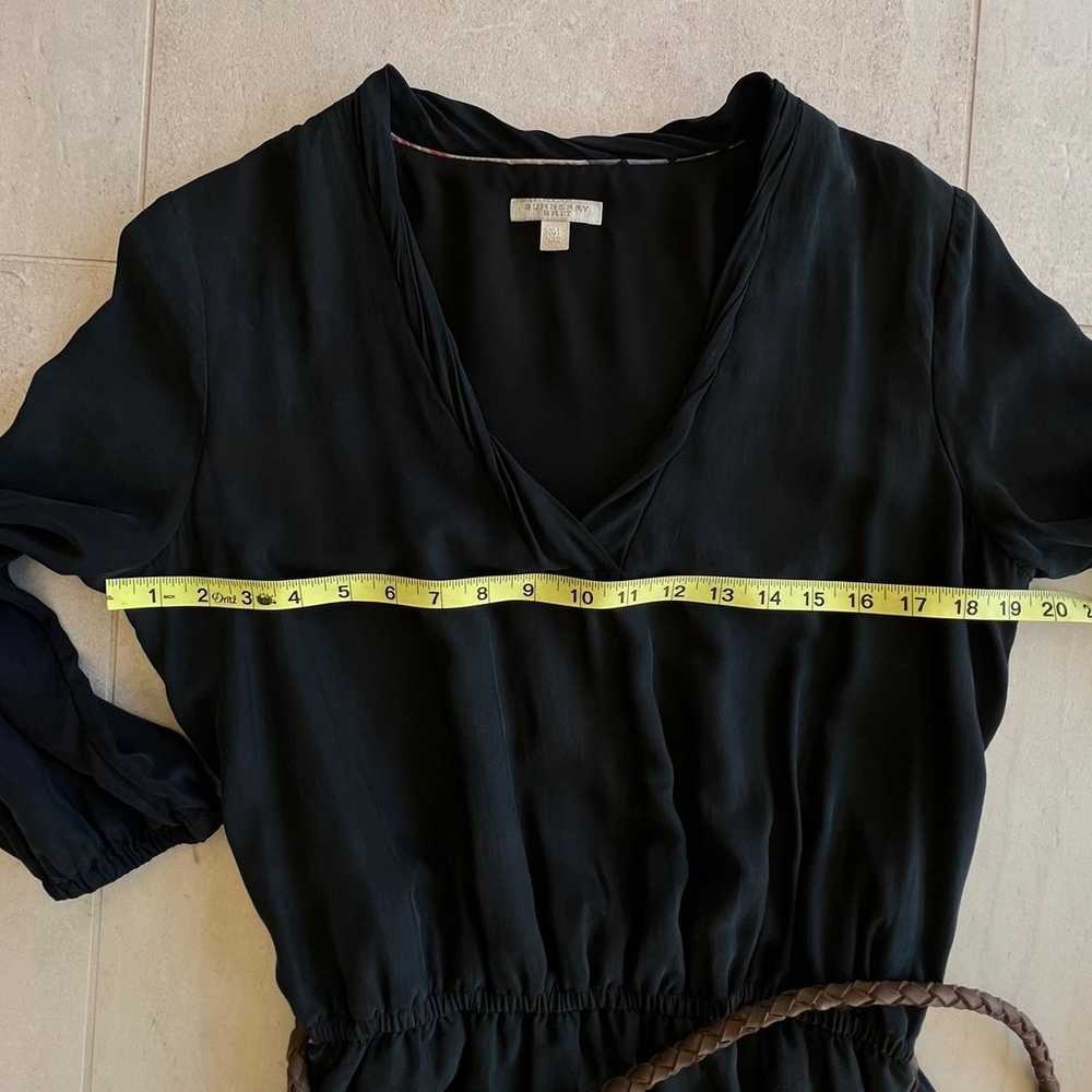 Burberry Brit Black Silk Shift Dress V Neck 3/4 S… - image 4