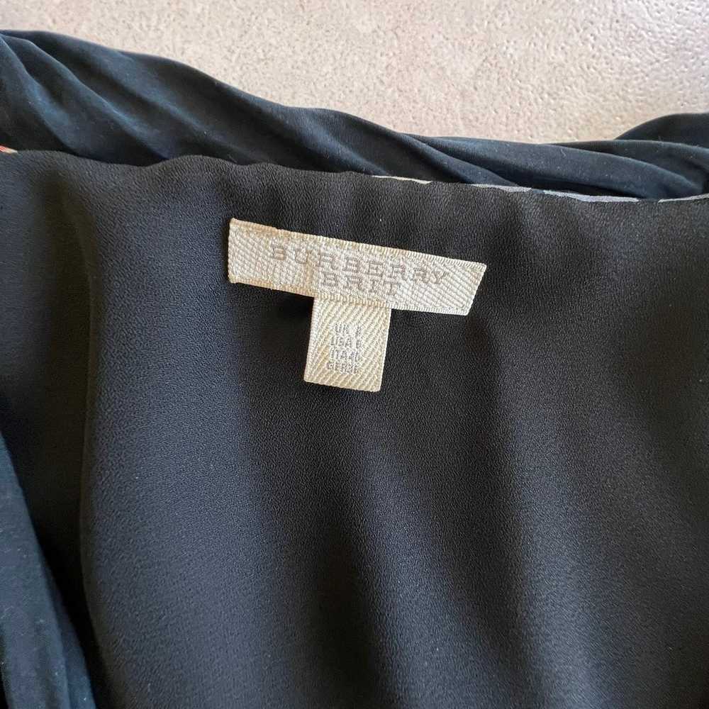 Burberry Brit Black Silk Shift Dress V Neck 3/4 S… - image 5