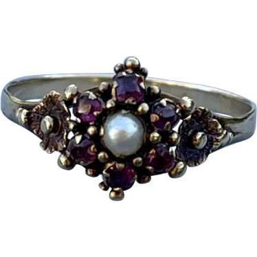 Victorian ruby and natural pearl ring
