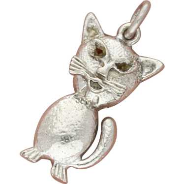 Wells Sterling Silver Vintage Kitty Cat Charm