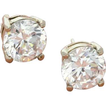 Sterling Silver 8Mm Round-Cut Cz Stud Earrings - image 1