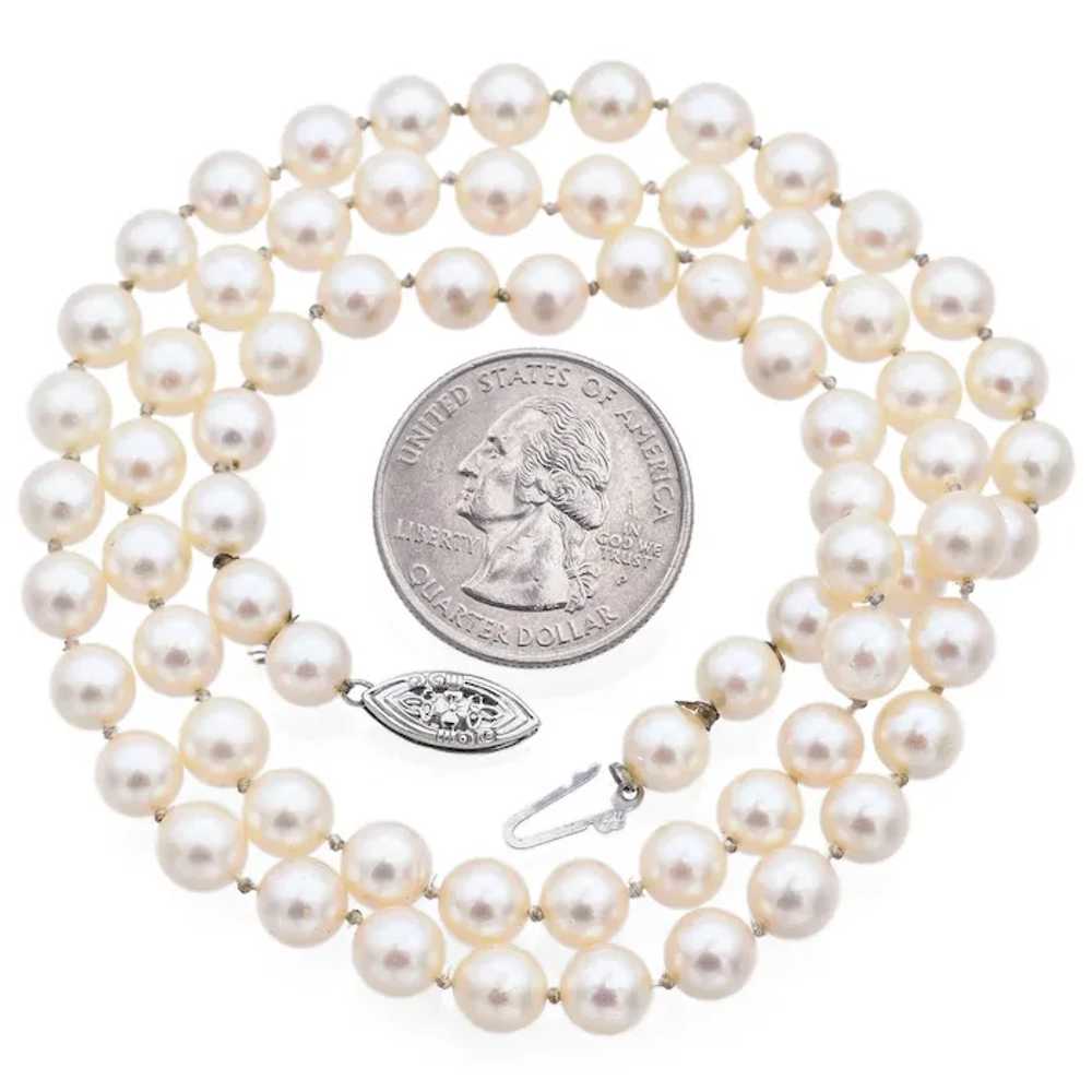 Vintage 14K White Gold Pearl Beaded Strand Neckla… - image 3