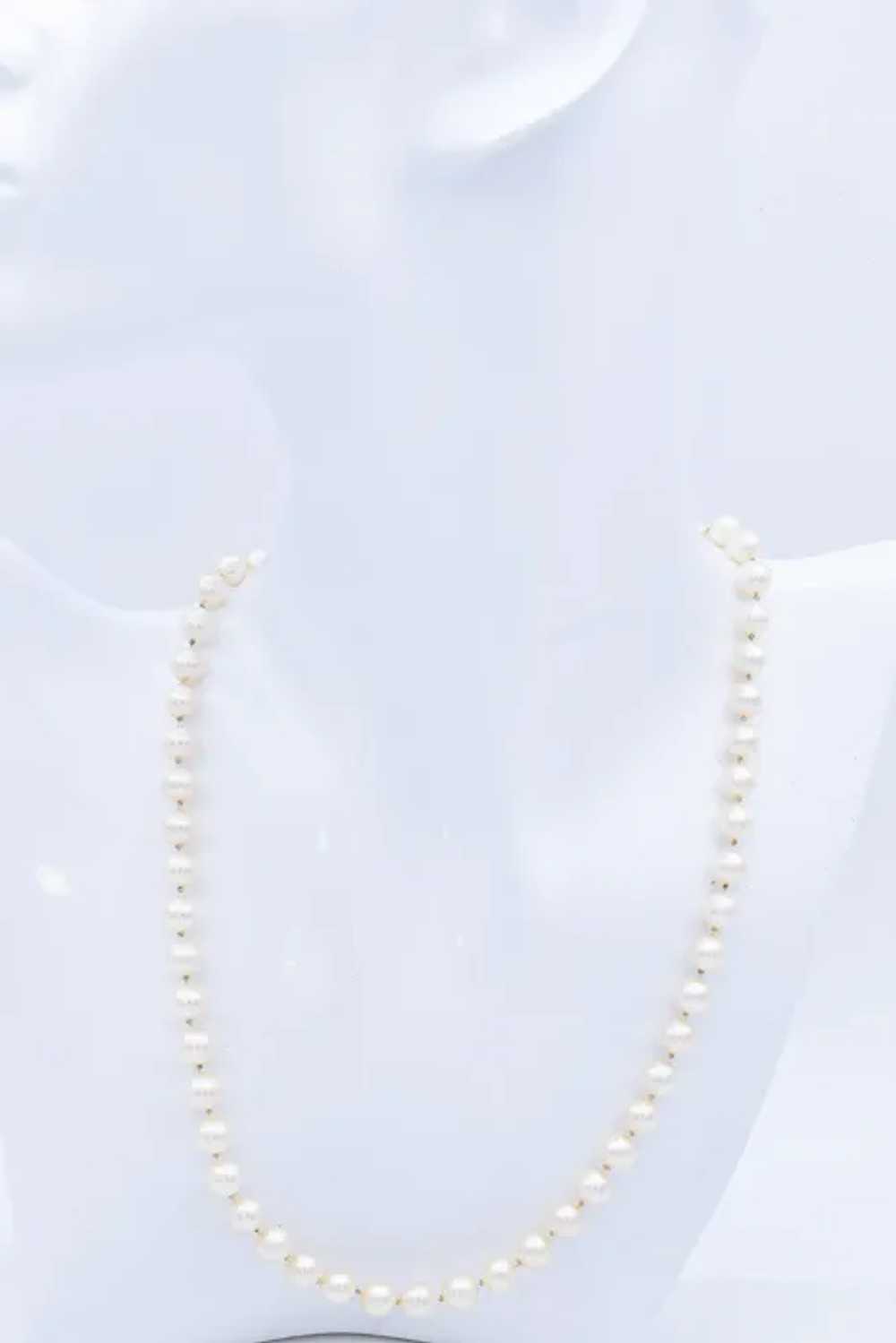 Vintage 14K White Gold Pearl Beaded Strand Neckla… - image 4