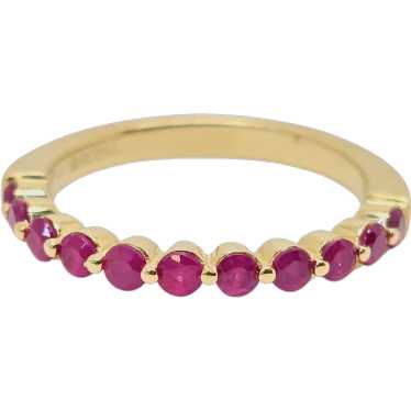 14K Yellow Gold Ring with 0.60 Ct Natural Ruby - … - image 1