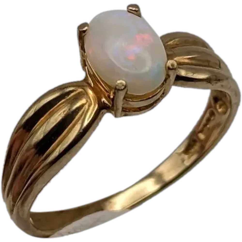 10k Yellow Gold Oval Opal Ring Wedding Statement … - image 1