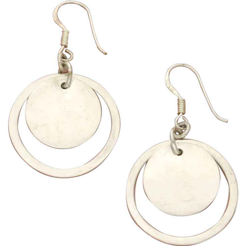 Sterling Silver Disc Dangle Earrings - image 1