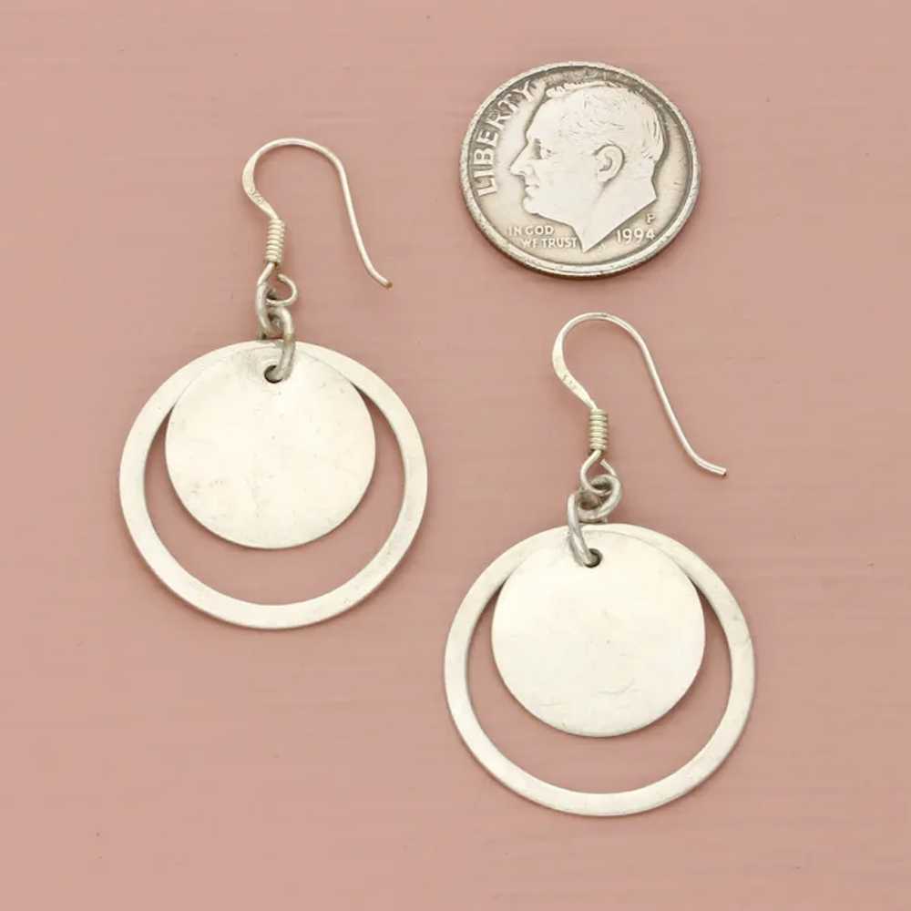 Sterling Silver Disc Dangle Earrings - image 4