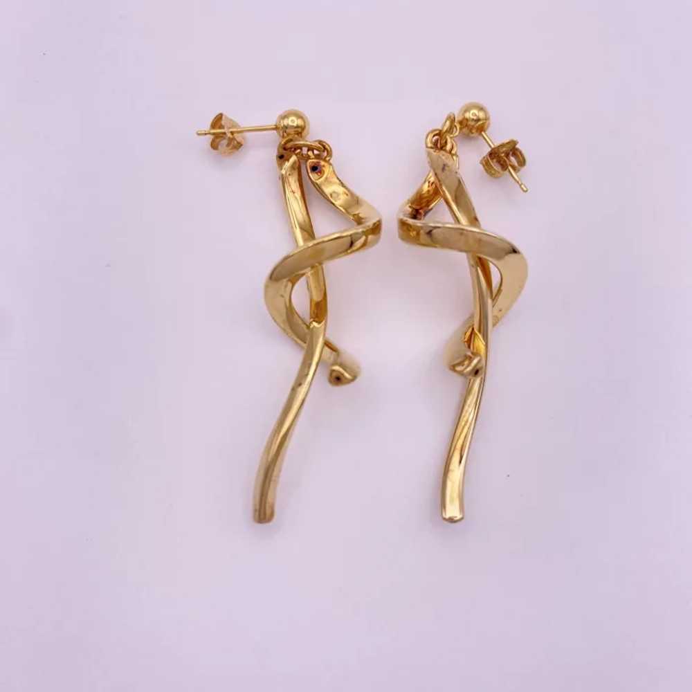 Fun Vintage Statement Dangle Earrings 14K Gold Co… - image 2