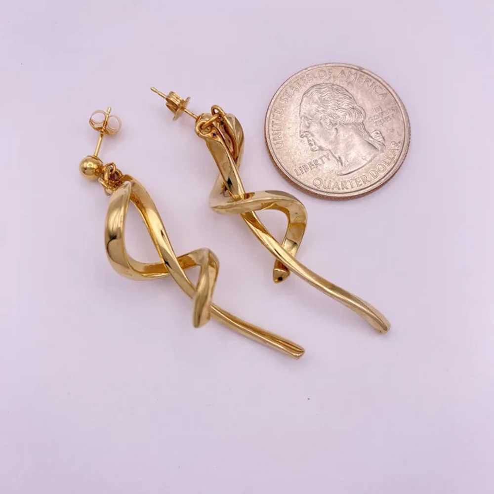 Fun Vintage Statement Dangle Earrings 14K Gold Co… - image 3