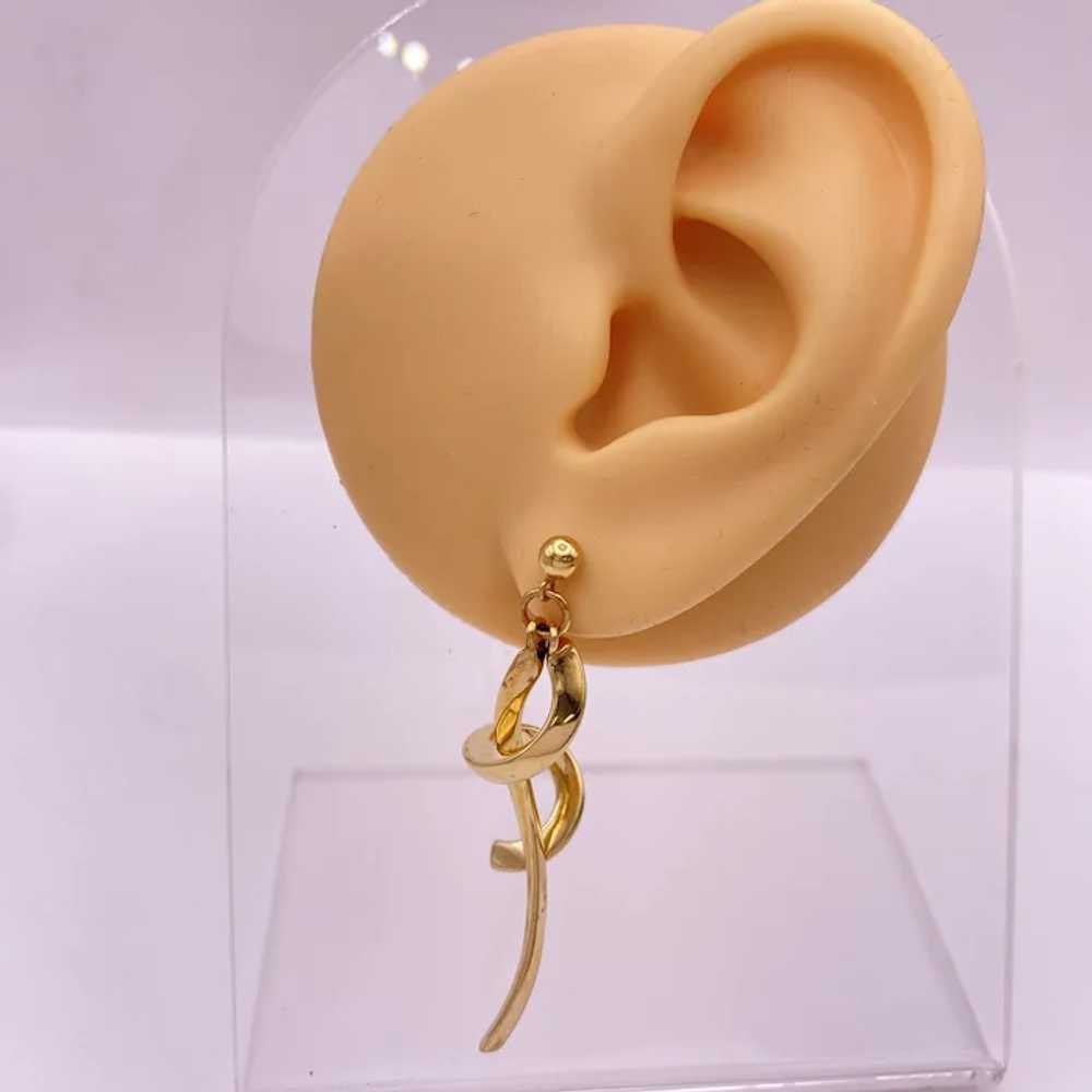 Fun Vintage Statement Dangle Earrings 14K Gold Co… - image 4