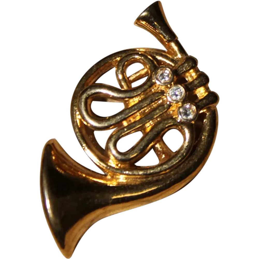 Vintage 1970's French Horn Pin - image 1