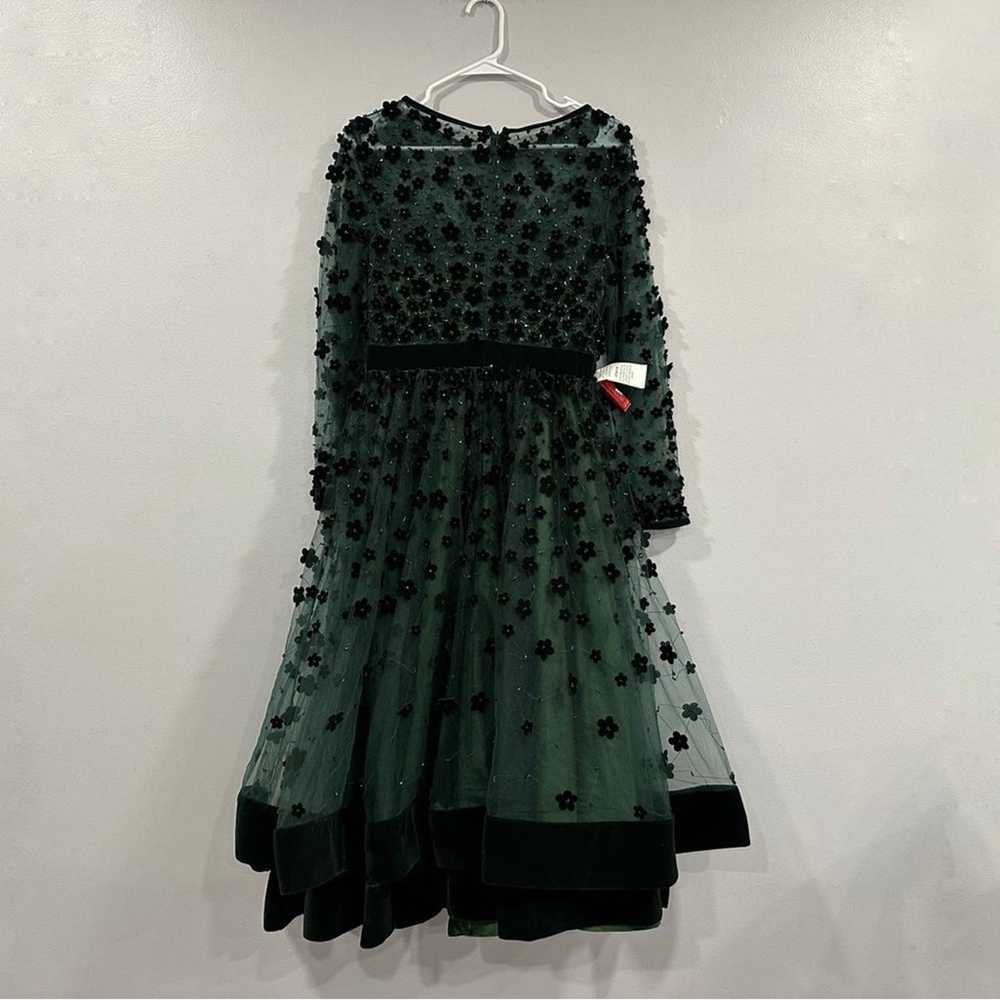 Mac Duggal Floral Applique Tea Dress In Emerald 6… - image 1