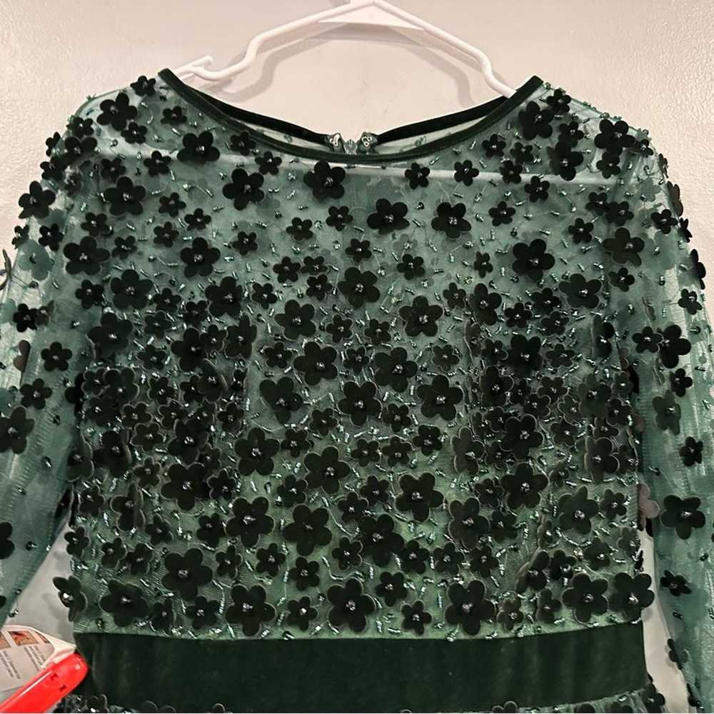 Mac Duggal Floral Applique Tea Dress In Emerald 6… - image 2
