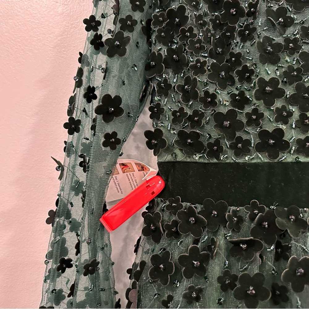 Mac Duggal Floral Applique Tea Dress In Emerald 6… - image 3