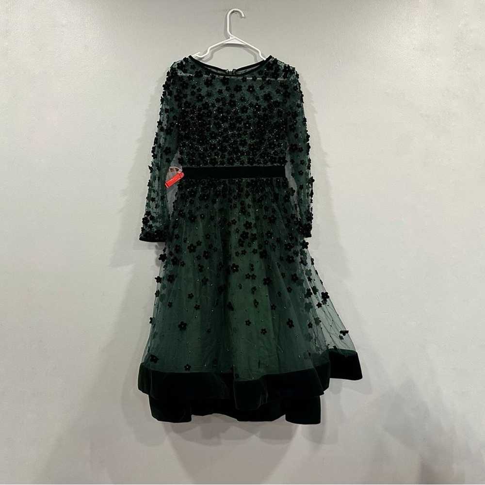 Mac Duggal Floral Applique Tea Dress In Emerald 6… - image 4