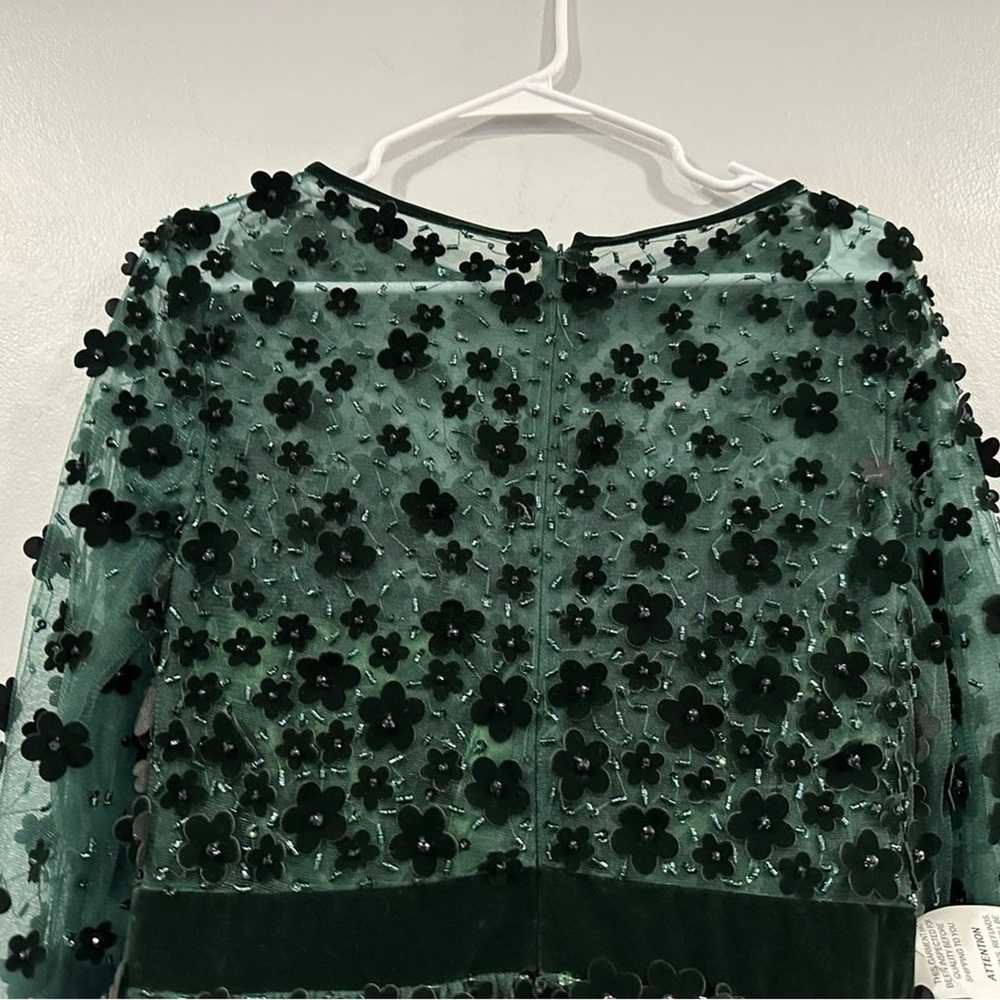 Mac Duggal Floral Applique Tea Dress In Emerald 6… - image 5