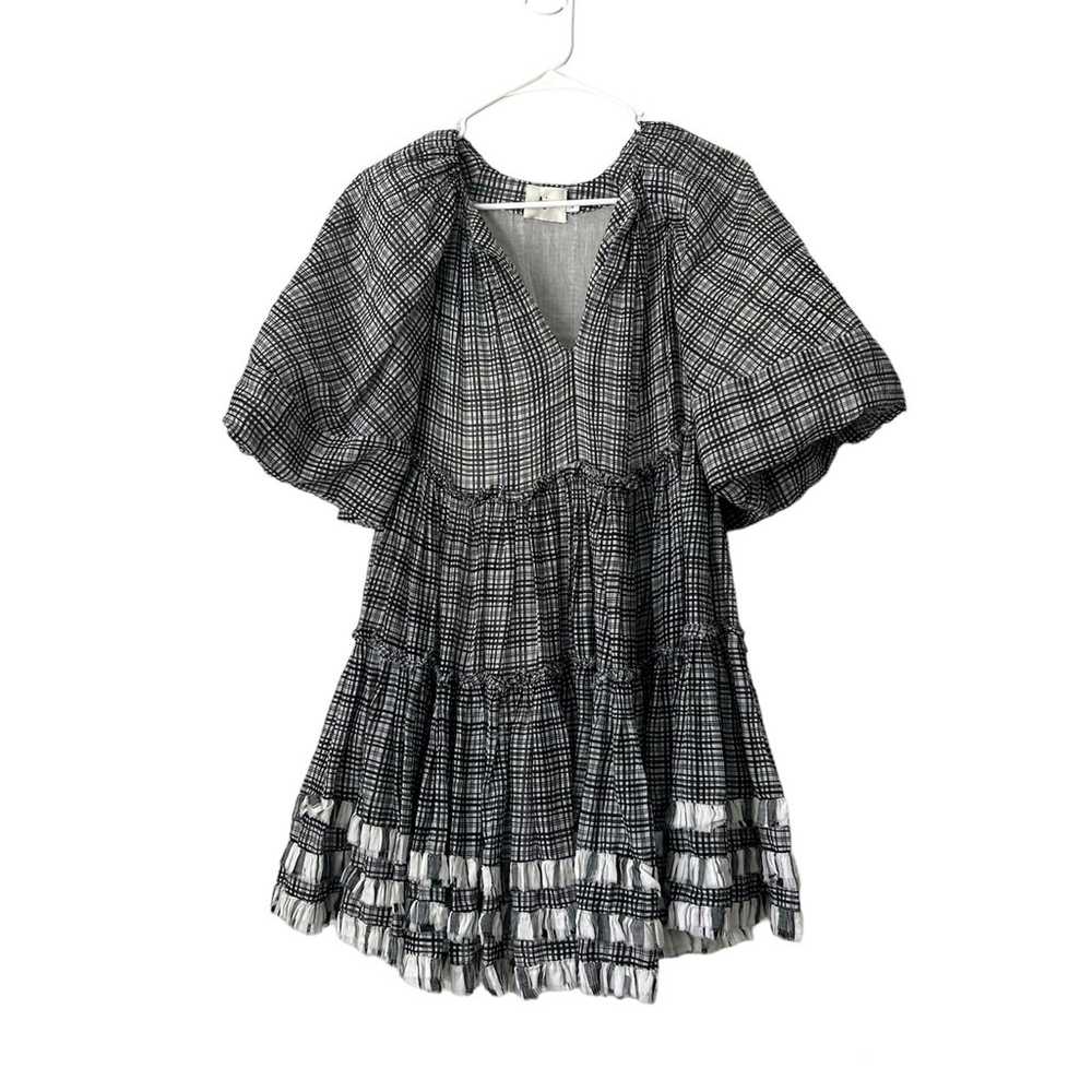 AJE Memento Puff Sleeve Plaid Check Voile Mini Dr… - image 4