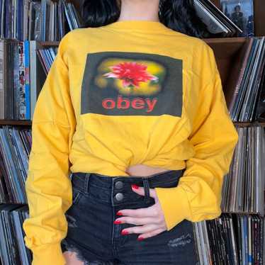 Yellow obey long sleeve shirt