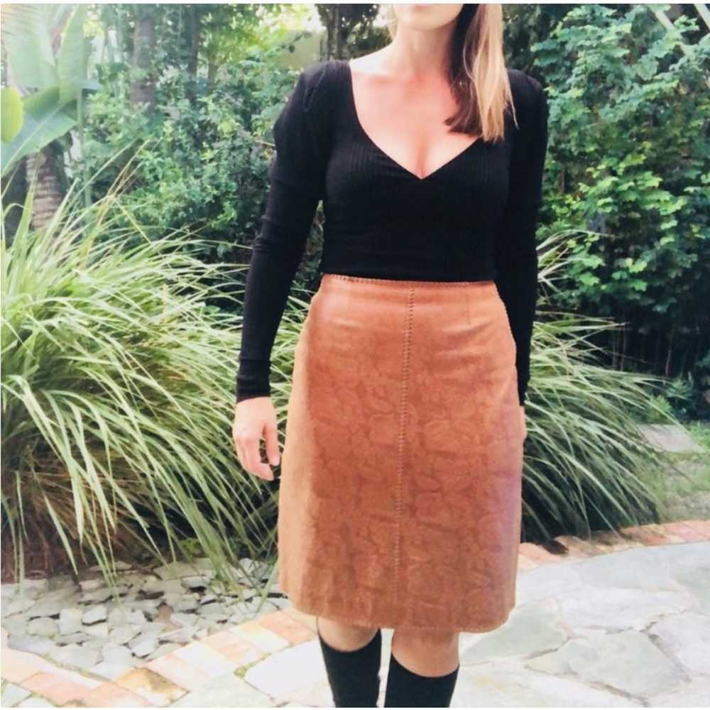 Celine Leather mid-length skirt - image 2