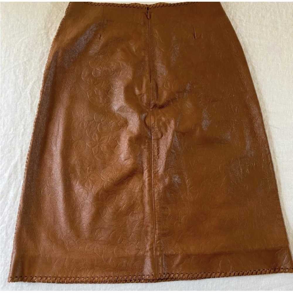 Celine Leather mid-length skirt - image 4