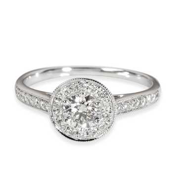 Halo Halo Diamond Engagement Ring in Platinum F V… - image 1