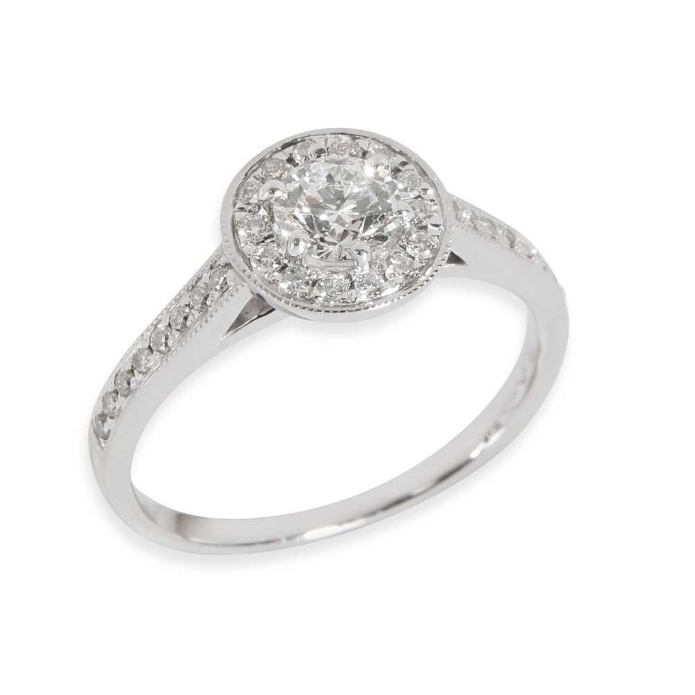Halo Halo Diamond Engagement Ring in Platinum F V… - image 3