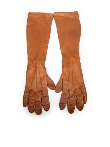 Prada Brown Leather Long Gloves