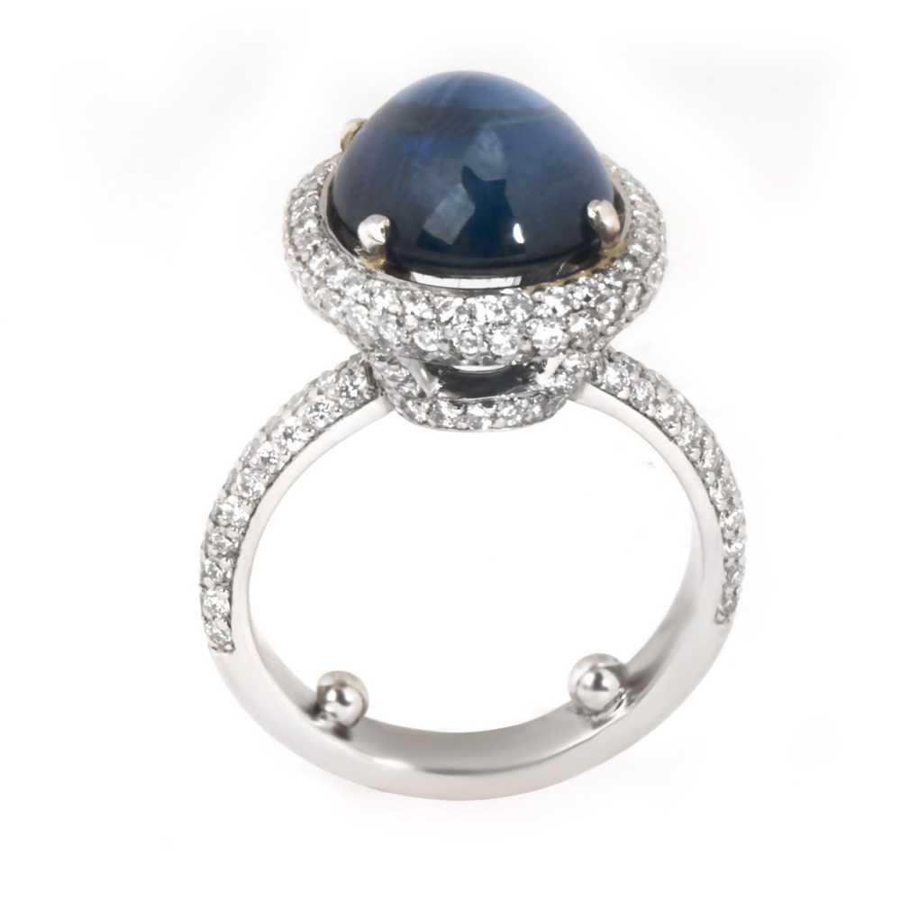 Cartier Vintage Sapphire Cabochon & Diamond Ring … - image 3