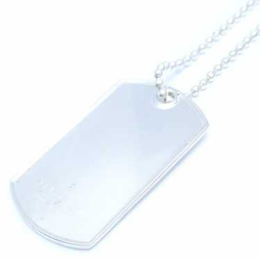 GUCCI dog tag plate pendant necklace silver 925 2… - image 1