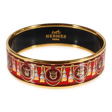 Hermes Hermès Plated Wide Enamel Bracelet with Har