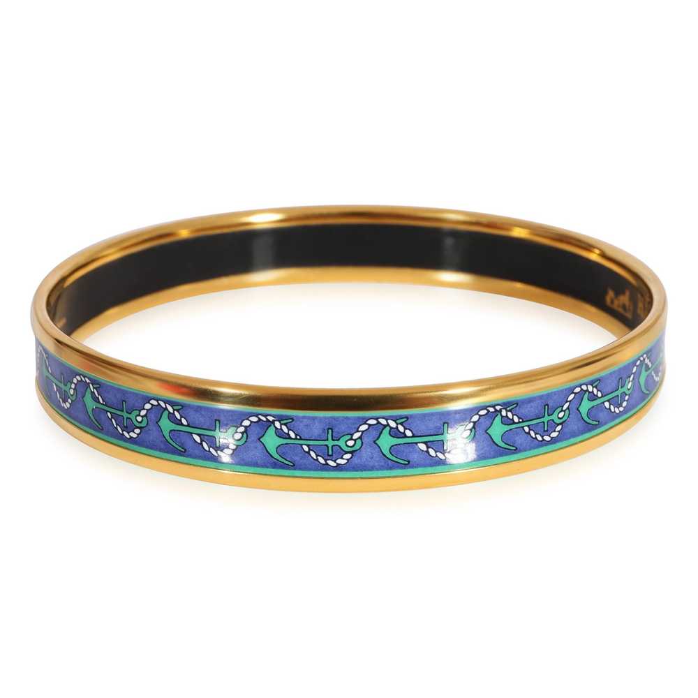 Hermes Hermès Plated Narrow Enamel Bangle with An… - image 2