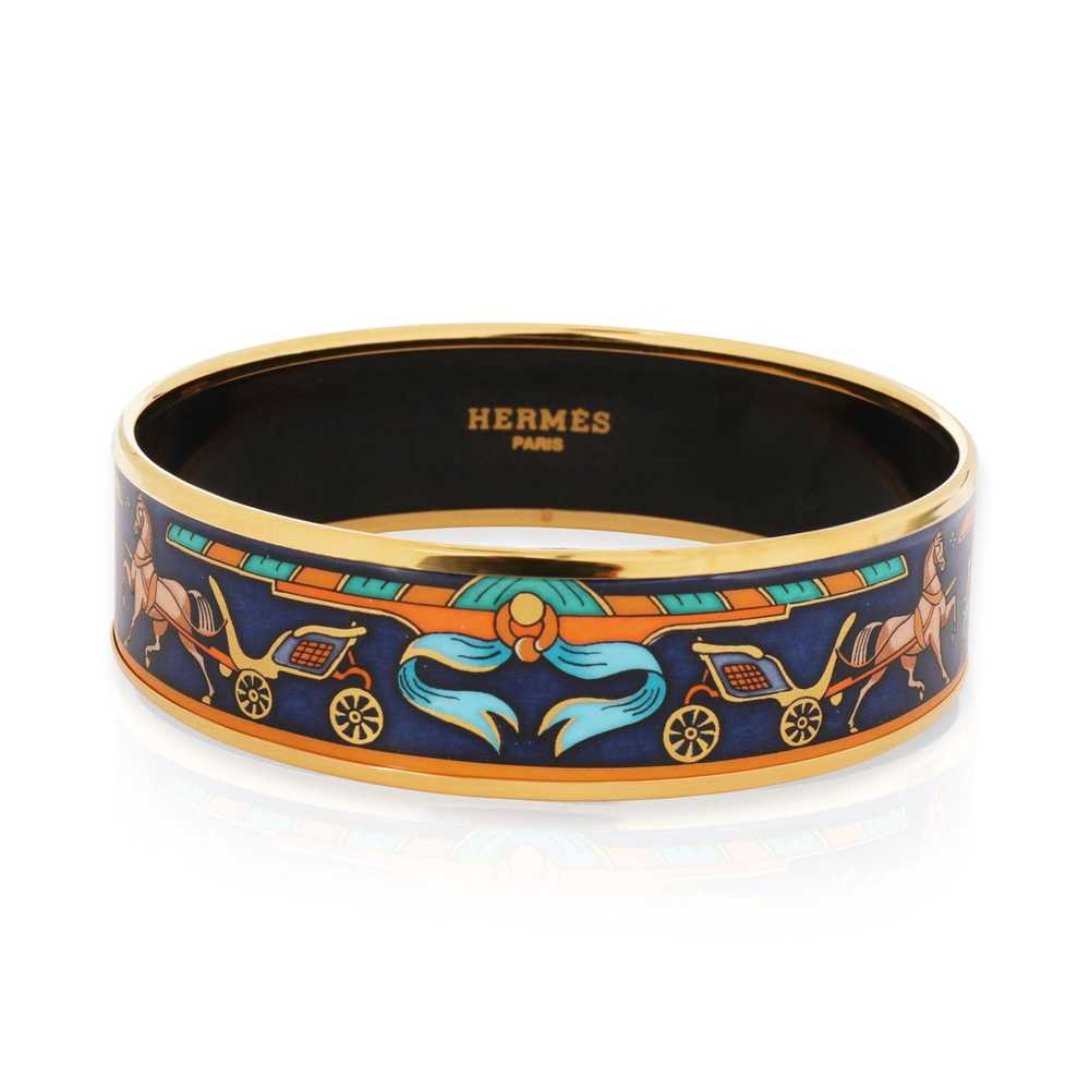 Hermes Hermès Gold-Plated Wide Enamel Bangle - image 1