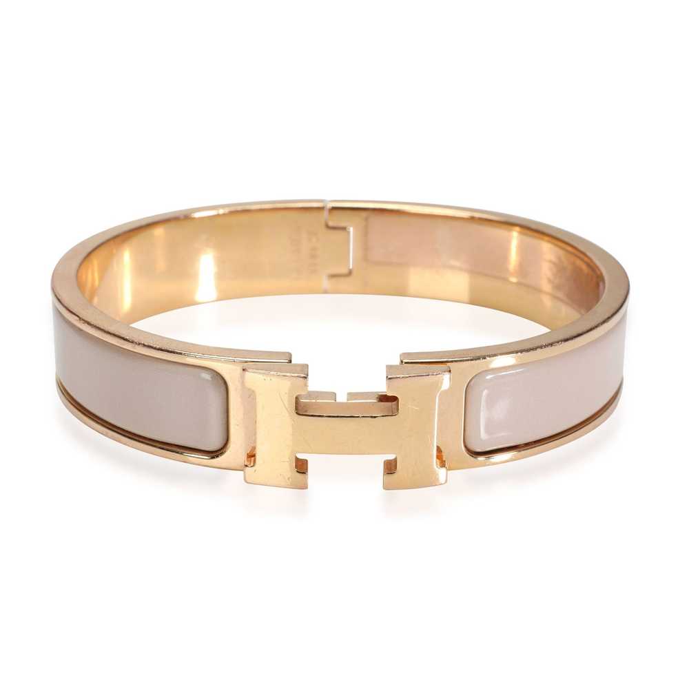 Hermes Hermès Clic H Beige Rose Gold Plated Brace… - image 1