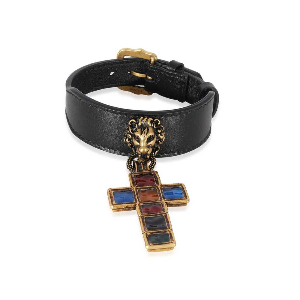 Gucci Gucci Leather Lion Head & Jewel Toned Cross… - image 1