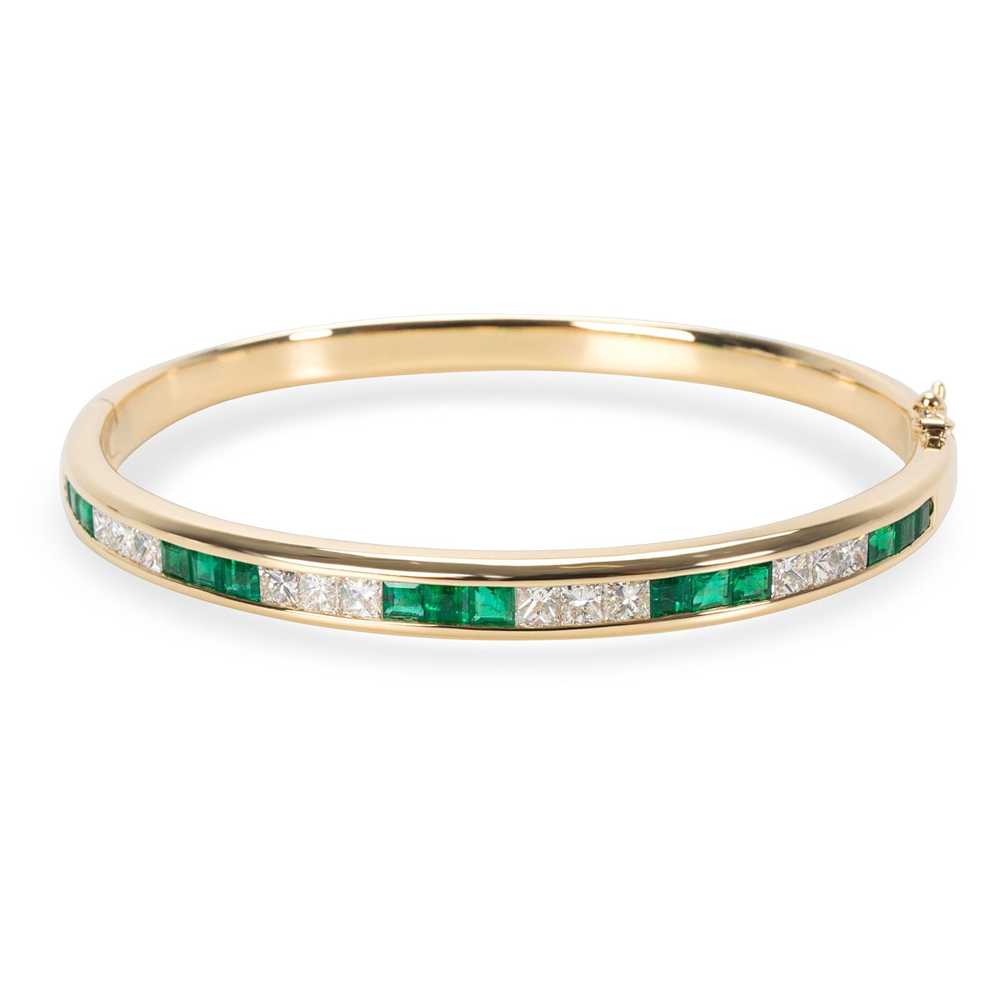 Tiffany & Co. Diamond & Emerald Bangle in 18K Yel… - image 1