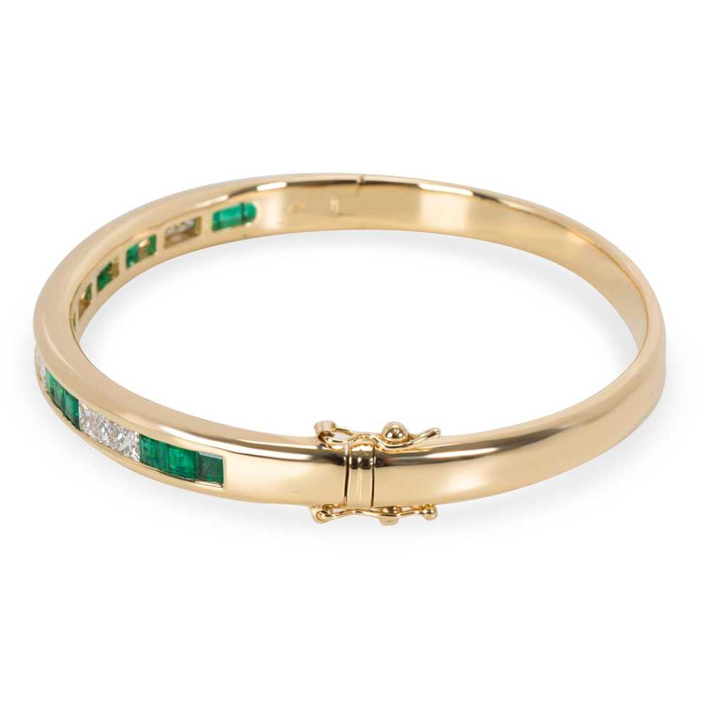 Tiffany & Co. Diamond & Emerald Bangle in 18K Yel… - image 2