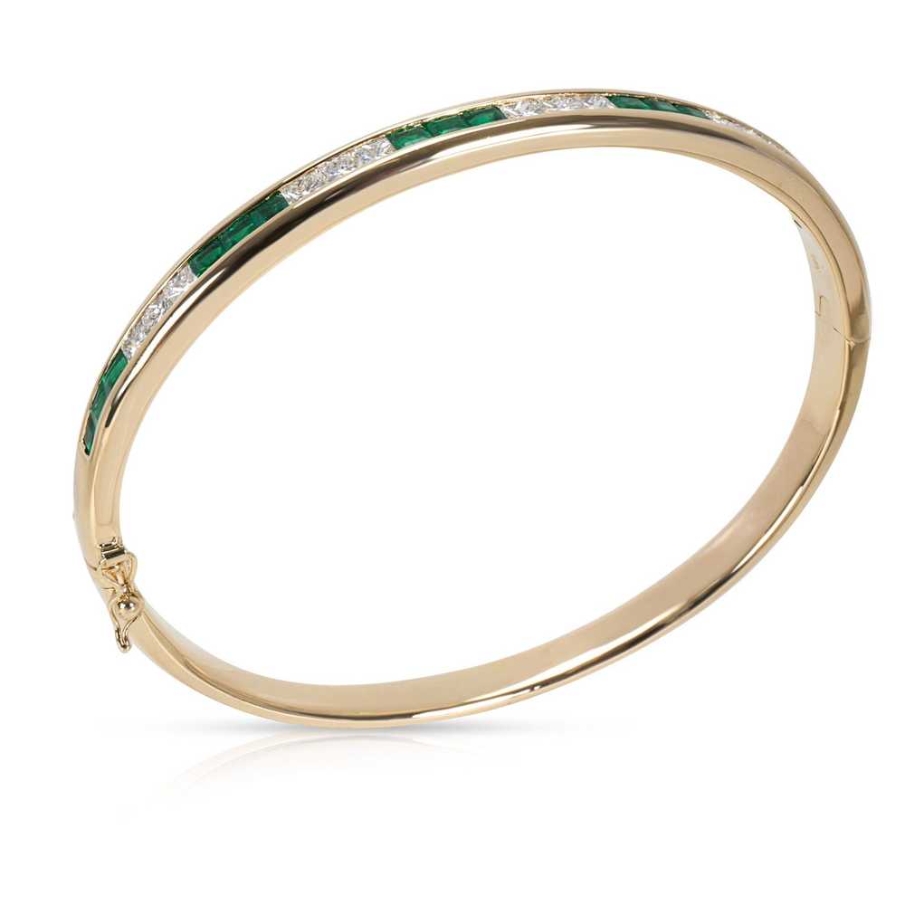 Tiffany & Co. Diamond & Emerald Bangle in 18K Yel… - image 3