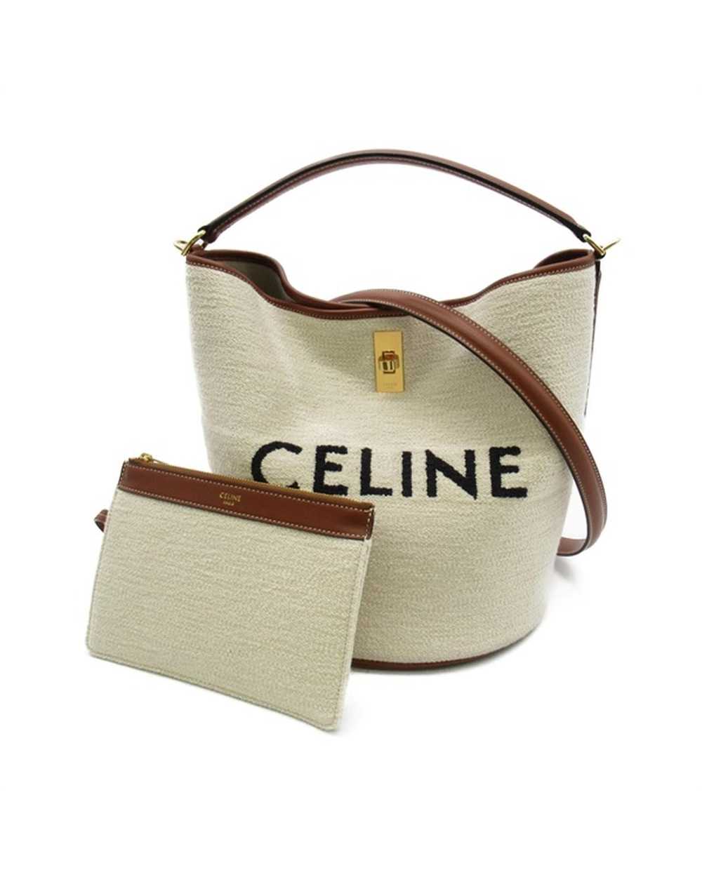 Celine White Canvas Bucket Bag in Excellent Condi… - image 1