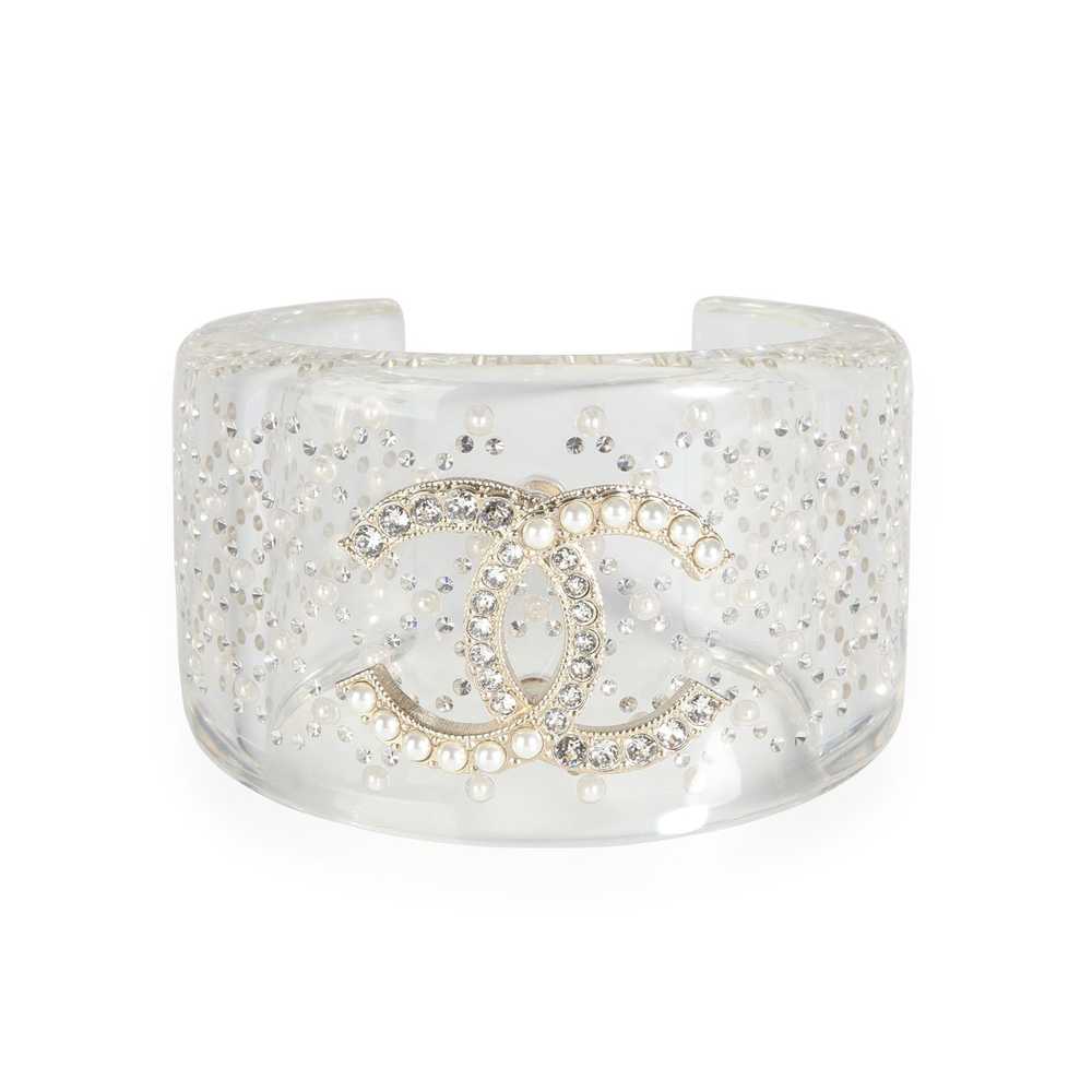 Chanel Chanel Clear Resin Strass & Pearl Double C… - image 1