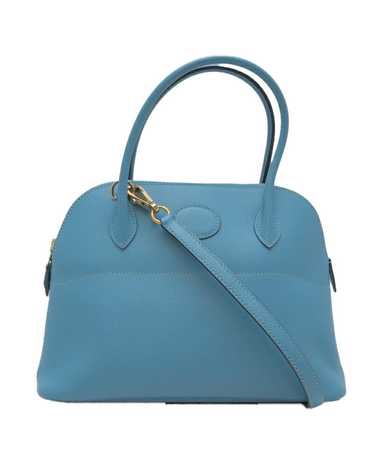 Hermes Blue Courchevel Leather Bolide 27 Bag in Ex