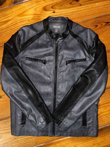 Designer × Kenneth Cole × Leather Jacket Slate Blu