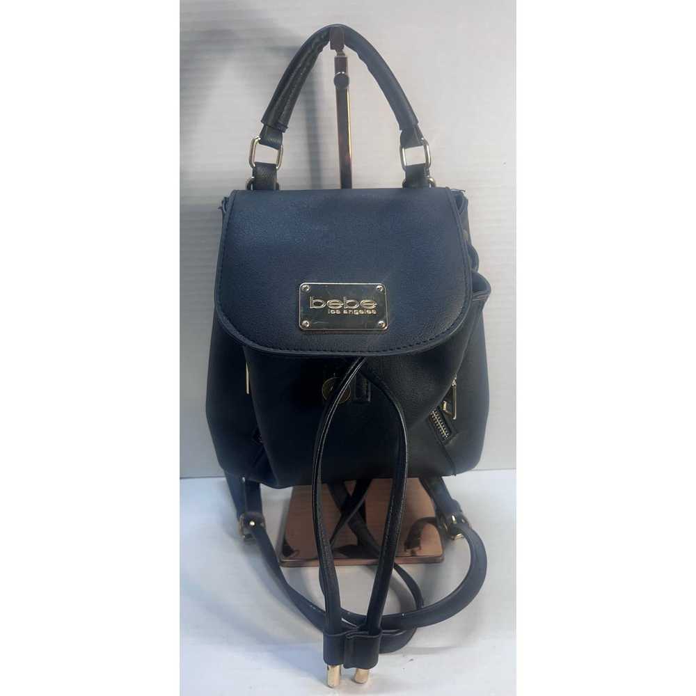 Bebe Bebe Black Handbag Backpack Purse W/Gold Ton… - image 2