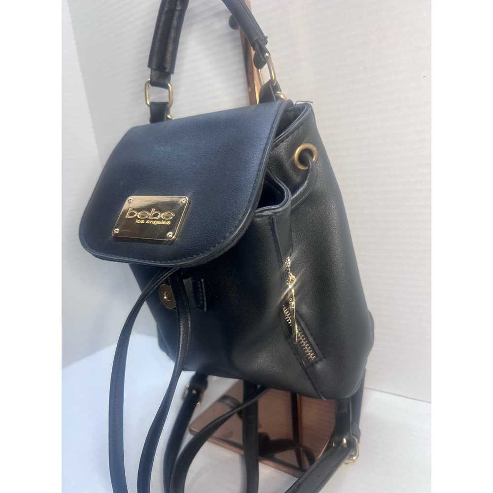 Bebe Bebe Black Handbag Backpack Purse W/Gold Ton… - image 3
