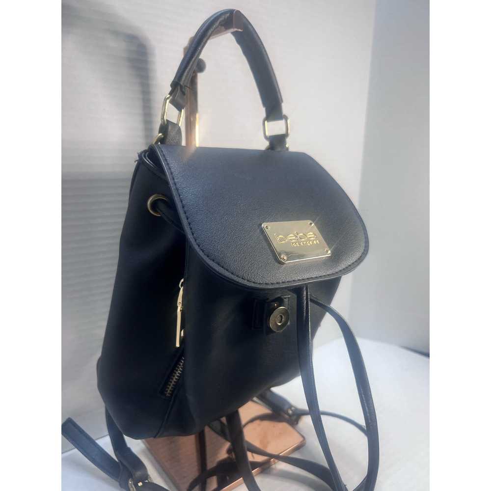 Bebe Bebe Black Handbag Backpack Purse W/Gold Ton… - image 4