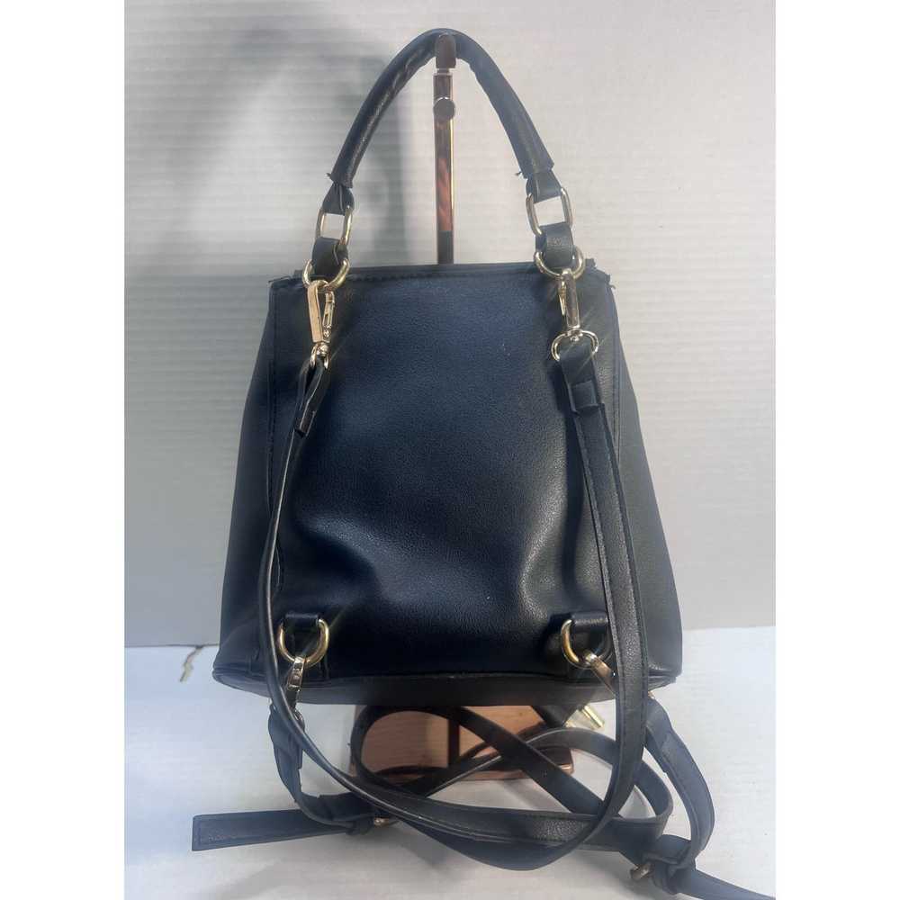 Bebe Bebe Black Handbag Backpack Purse W/Gold Ton… - image 5