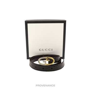 Gucci 🔴 Gucci GG Crocodile Leather Belt - Burgun… - image 1