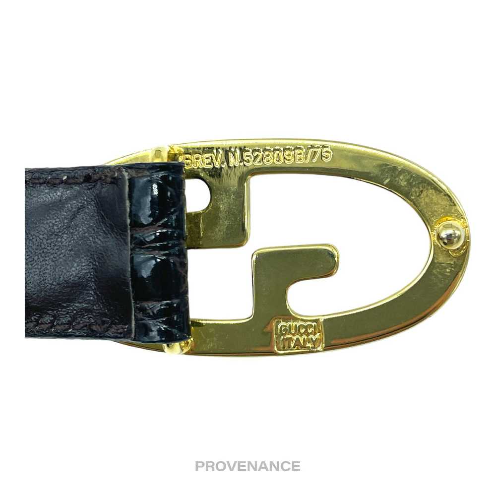 Gucci 🔴 Gucci GG Crocodile Leather Belt - Burgun… - image 4