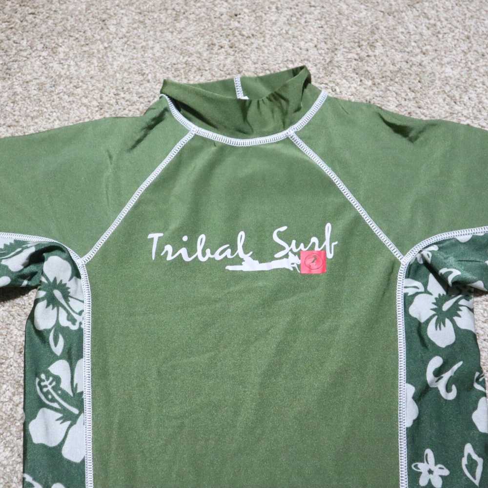 Vintage Tribal Surf Surf or Snorkel Shirt Green H… - image 1