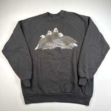 Hanes Vintage 90s Bald Eagle Crewneck Sweatshirt … - image 1