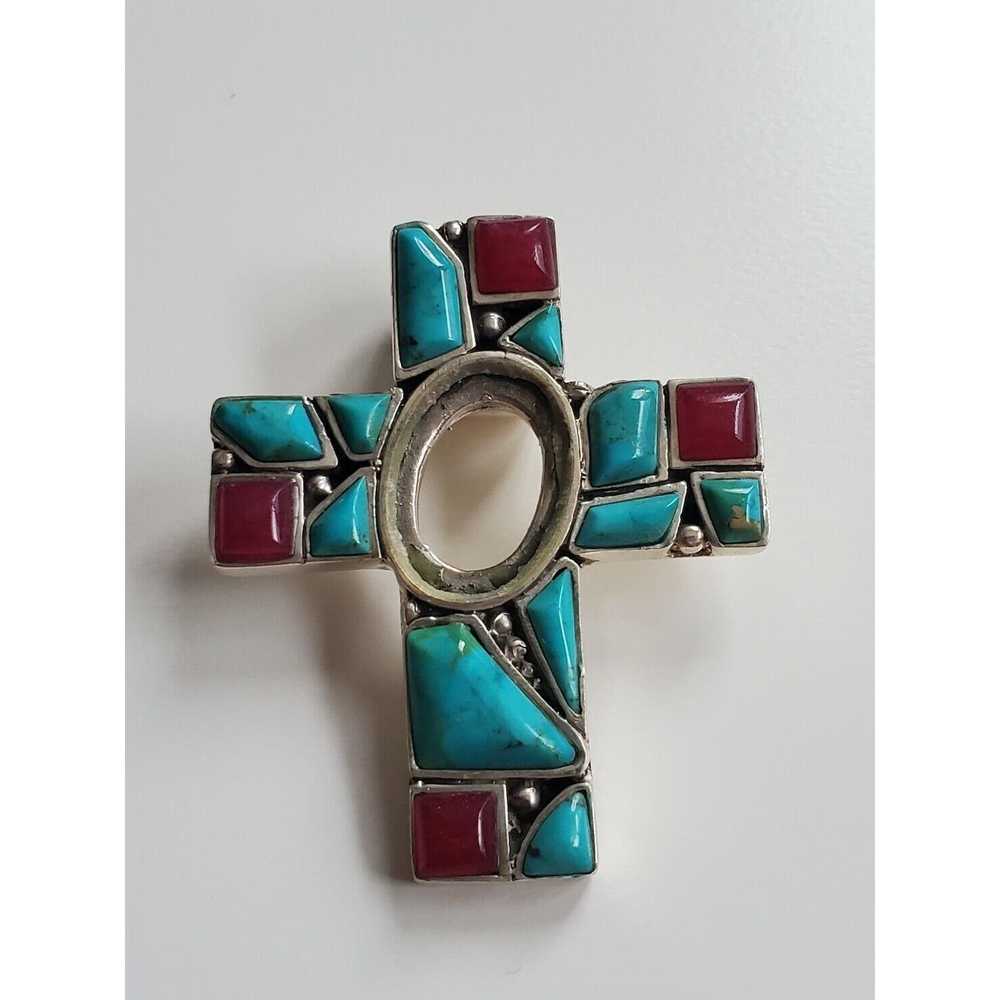 Handmade DAMAGED Southwestern Turquoise Cross Pen… - image 3